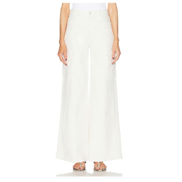 NWT Mother Denim The Undercover Cargo Sneak Jeans in Cream Puffs - size 26 - Picture 1 of 10